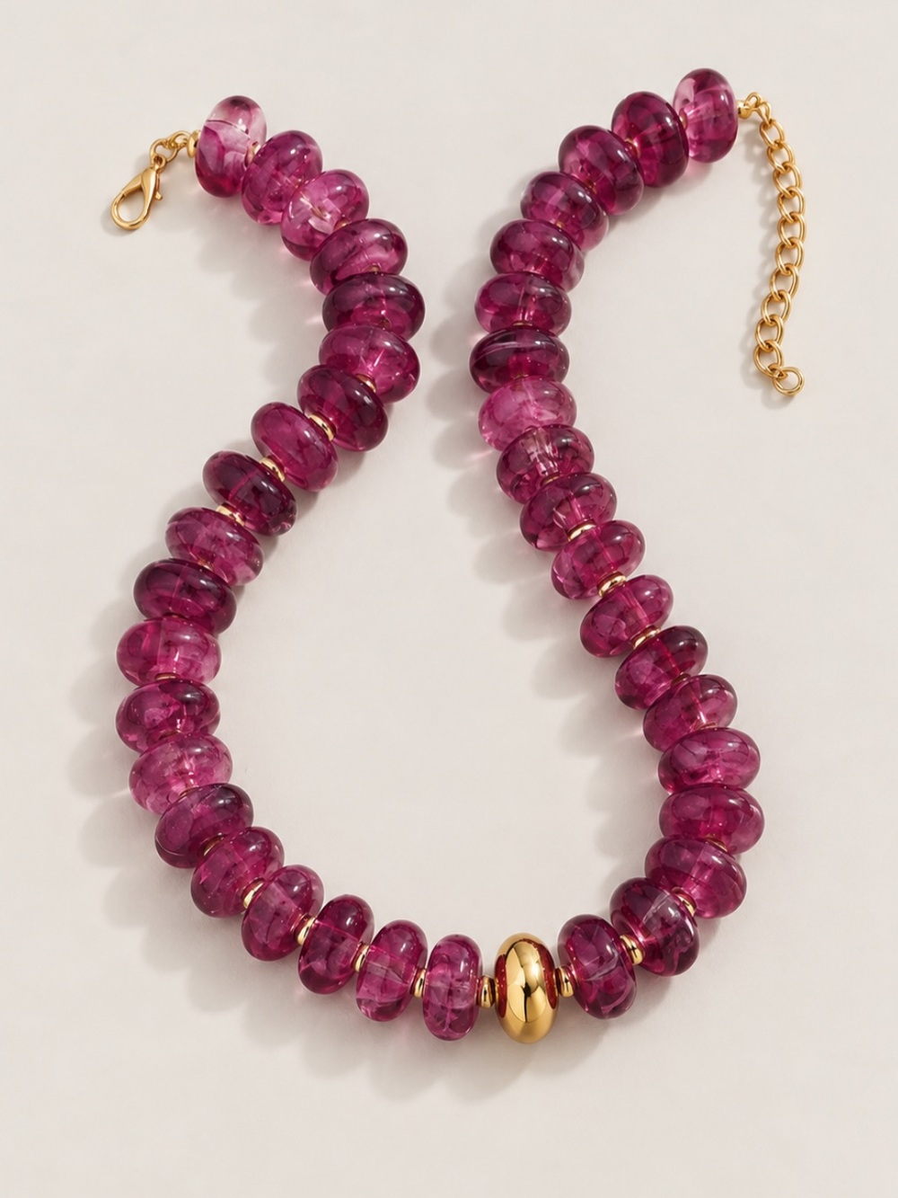 New! Raspberry Magenta Beaded Statement Necklace NWOT